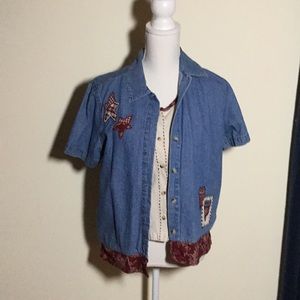 Lemon Grass Short Sleeved Denim Top